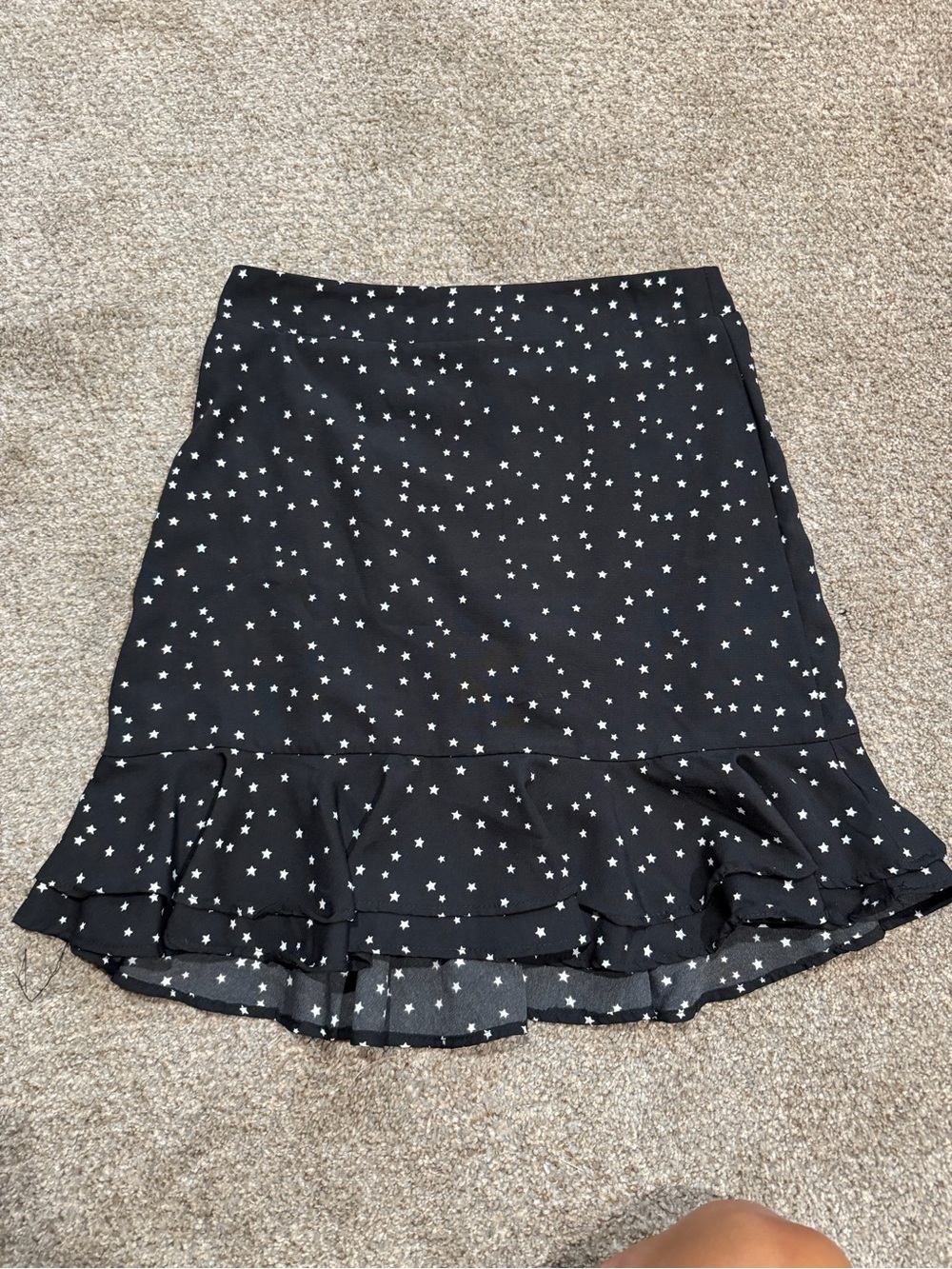 Altard State Black Star-Print Ruffle Hem Skirt